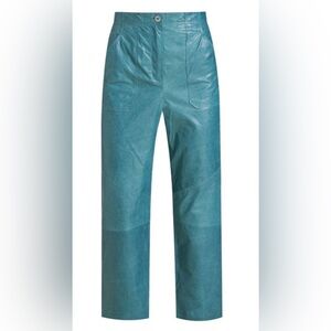 Veronica Beard Blue Leather High Rise Pants Size 0